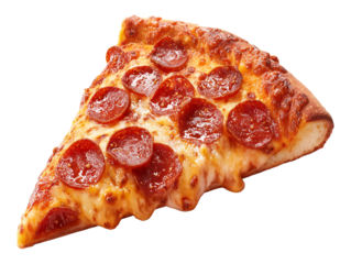 Greasy Pepperoni Pizza Slice Isolated on Transparent Background PNG
