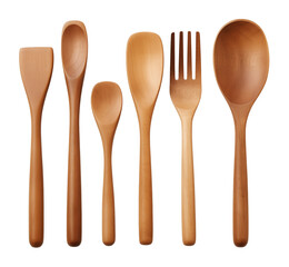 Wooden Kitchen Utensils Isolated on Transparent Background PNG
