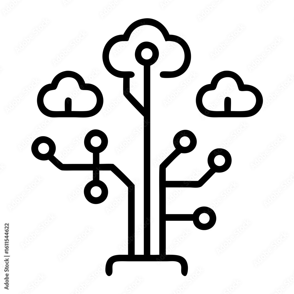 Aufkleber a stylized tree of interconnected technology icons , stylized cloud computing tree with connections 