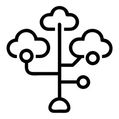 A stylized tree of interconnected technology icons , Illustration of a cloud network with connections and a central node