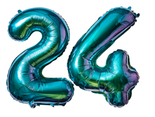 Teal Number Balloons: 24
