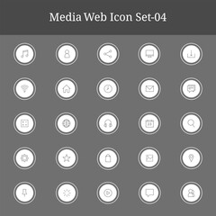 Collection of white outline sound and music icons on a dark gray background part-4