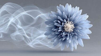 A Beautiful Abstract Blue Flower With Wisps Of Smoke Emerging From Its Center