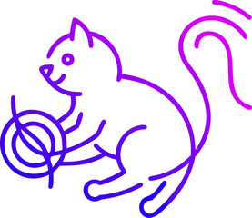 Playful cat chasing a green yarn ball