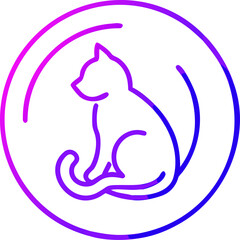 Cute cat sitting with wrapped tail in soft teal