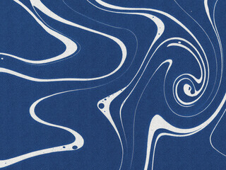 Abstract blue and white marble texture with swirling fluid ink patterns. A dynamic liquid art...