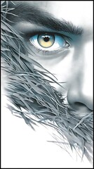 Intense Gaze Through Windswept Hair A Close Up Portrait of Determination and Inner Strength Unveiling the Soul