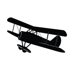 vintage biplane vector silhouette