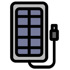 Solar panel power bank symbol - renewable energy, sustainability and ecology icon.