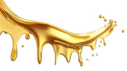 Abstract Liquid Gold Drip Isolated on Transparent Background PNG Style


