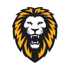 Lion head vector illustration showing the powerful face of a wild feline animal in art style