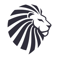 lion head silhouette, a lion head  logotype vector illustration black and white.