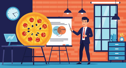 Pizza Pie Chart Meeting For Creative Business Presentation Strategy