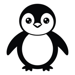  Adorable cartoon penguin illustration with big eyes and simple black and white design
