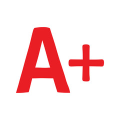 Obraz premium and-drawn red A+ grade in circle, excellent result and achievement icon