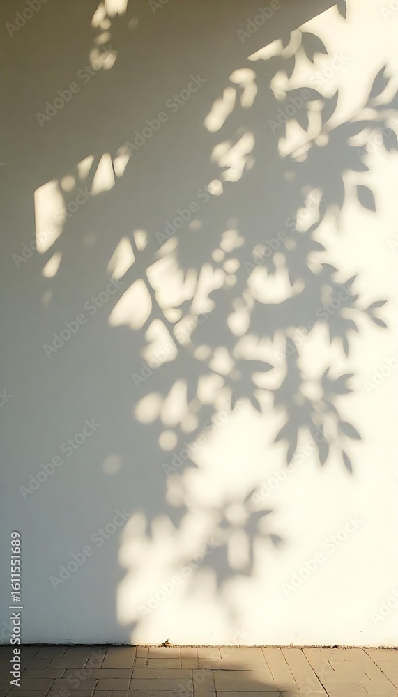 Poster generative ai creating intricate shadow play of leaves on a wall with soft lighting, revealing