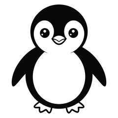 Adorable cartoon penguin illustration with big eyes and simple black and white design