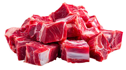 Obraz premium Close-up of fresh, red meat cubes.