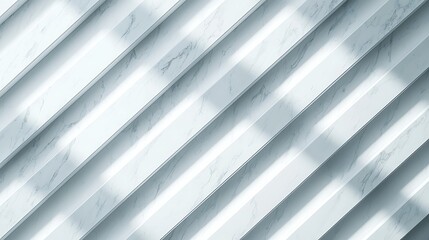 Obraz premium Abstract close-up of white diagonal corrugated metal sheets with scratches and shadows creating a textured pattern.