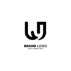 Modern Unique Letter U and J Monogram Logo with White Background.