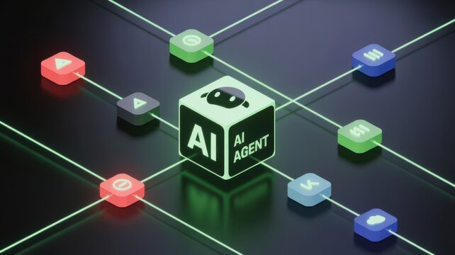 Stylized ai agent network connection digital abstract image