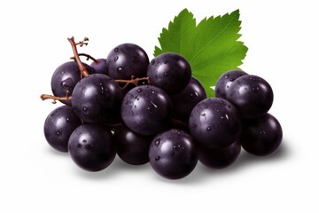 Fototapeta premium Close up of ripe black grapes covered with water droplets, showcasing freshness and vibrant color