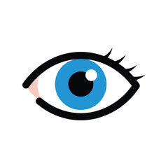 Human Eye with Blue Iris and Eyelashes Vector Illustration Vision Care