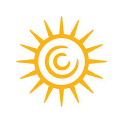 Stylized Sun Icon Vector with Rays Brightness and Summer Symbol