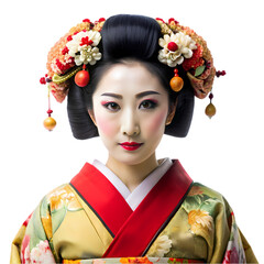 Elegant Japanese Geisha in Traditional Kimono A Portrait