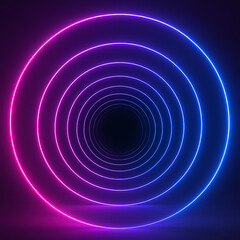 Hypnotic Concentric Neon Rings - Abstract Tunnel