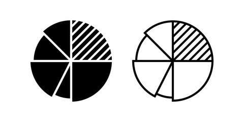 Pie Chart icon set. Simple Outline and Filled Pie Chart Diagram Business Presentation Icon