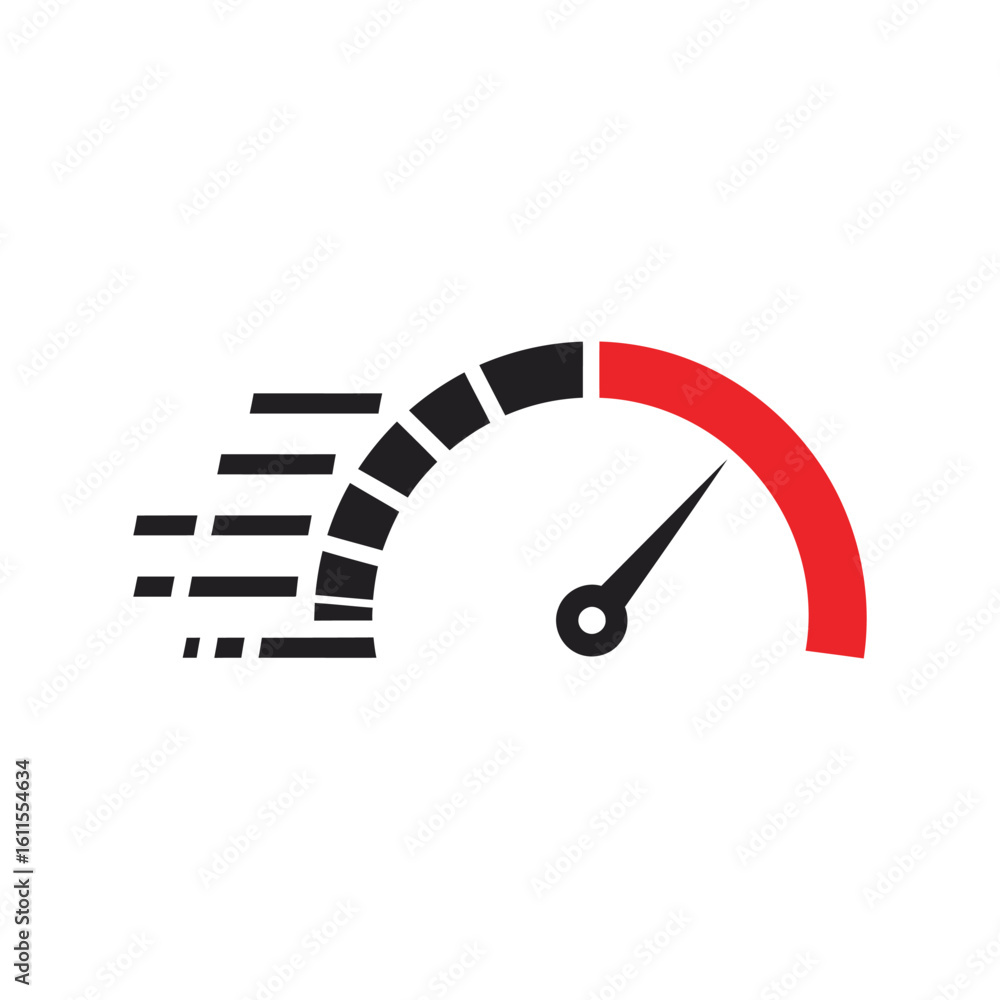 Aufkleber simple speedometer gauge icon vector for performance and progress
