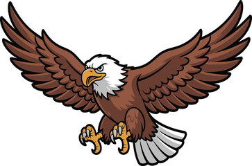 Fierce flying eagle mascot with spread wings illustration