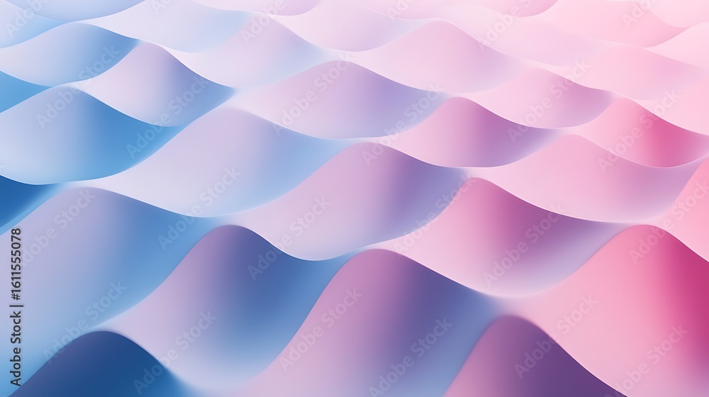 Poster abstract smooth waves in pastel blue and pink hues create a serene, flowing pattern with soft gradie