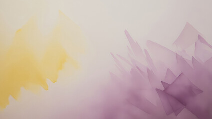 Abstract watercolor backdrop with gentle color flow in yellow and purple tones