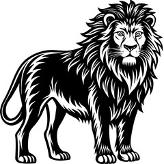 Obraz premium Majestic Lion King of Jungle Resting in African Wildlife Safari Photography