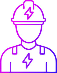 Single electrician icon with safety helmet and tools