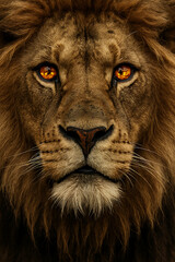 Striking Lion Face - Powerful Wildlife Close-up