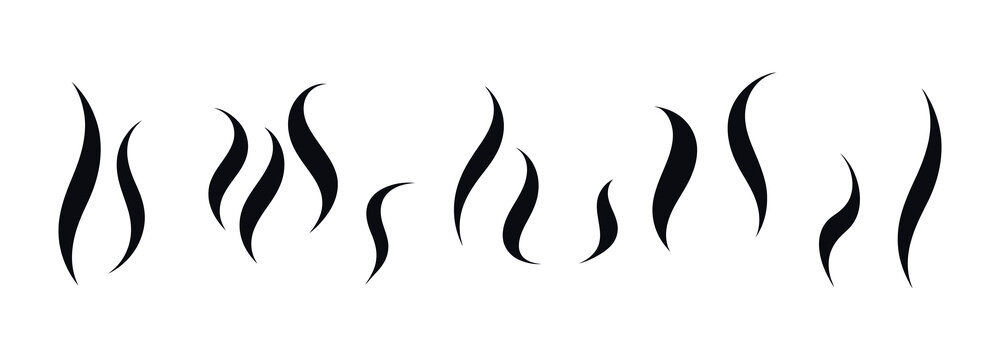 WebVector art of a set of abstract smoke and steam shapes isolated on white background