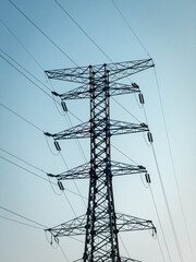 Captivating Silhouette of a Power Tower Against a Clear Sky at Dusk