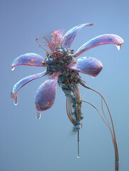 Dripping Iridescent Techno Petal Hybrid Flower
