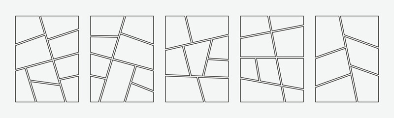 A blank collage grid manga comic storyboard layout panel template  Comic book page frame without content