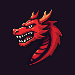 Naklejka premium Side view of aggressive red dragon head logo