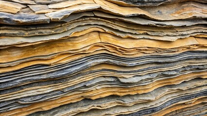 Fototapeta premium Closeup of layered sedimentary stone texture
