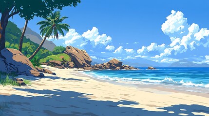 Tropical Beach Paradise Scene. (1)
