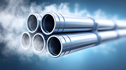 Fototapeta premium Metal Pipes with Steam Background for Industrial Applications