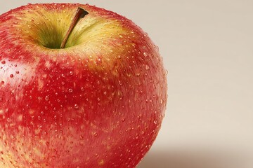 Vibrant close-up illustration showcases a fresh apple highlighting its realistic texture and droplets of water. Perfect for National Siblings Day, it symbolizes the bond of family and togetherness.