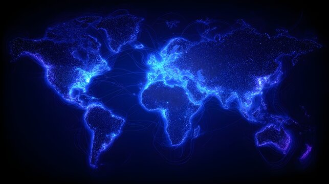 Global network map, a detailed digital illustration.