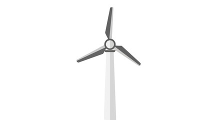 Modern grey three-bladed wind turbine in a flat vector illustration style.