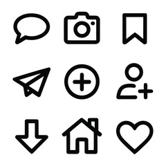  Collection of popular social media icons representing communication creation and user interaction